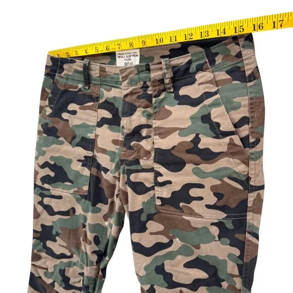 Nili Lotan Cropped French Military Pants Womens Green Camouflage Flat Front Sz 4 - Picture 7 of 12